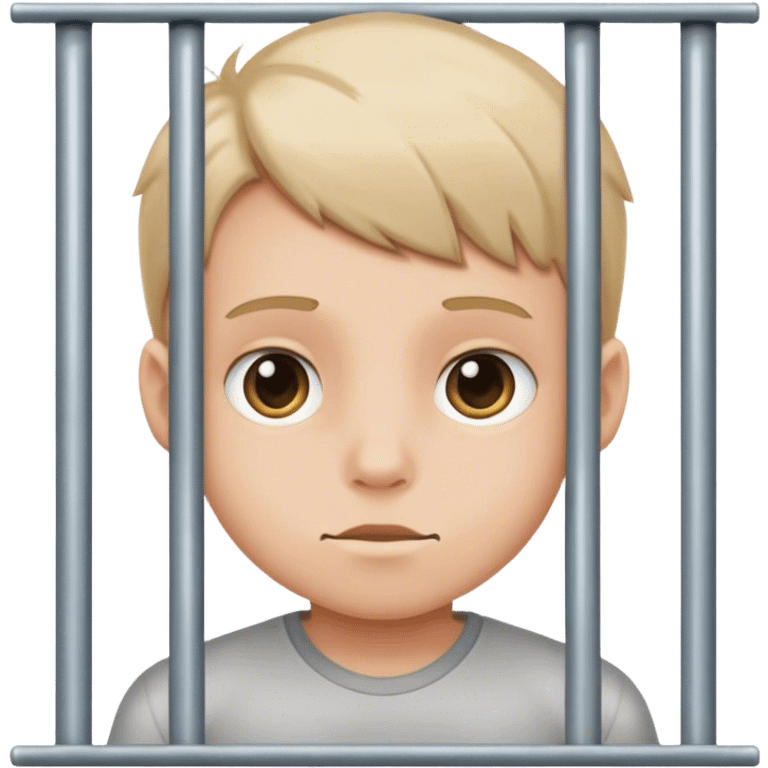 boy looking between bars' gate emoji