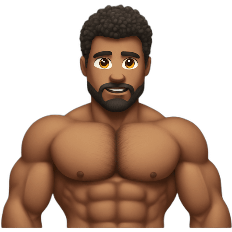 muscle man with hairy chest emoji