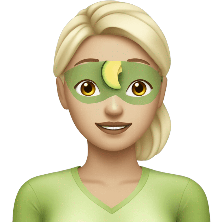 a blonde white girl with a avocado face mask and pretty emoji