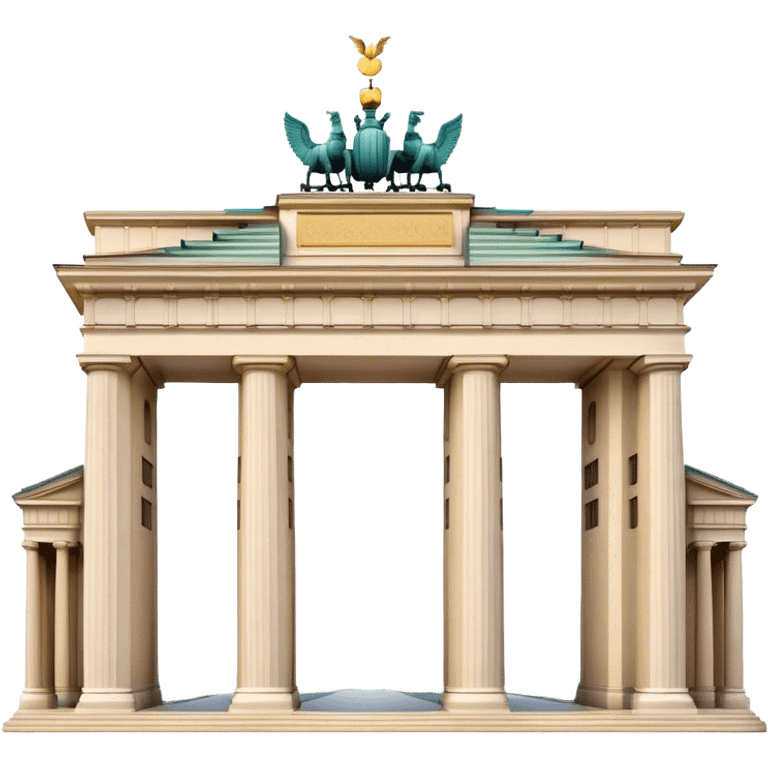 Cinematic Realistic Brandenburg Gate Landmark Emoji, depicted as the iconic neoclassical monument rendered with lifelike detail and dynamic, historic lighting. emoji