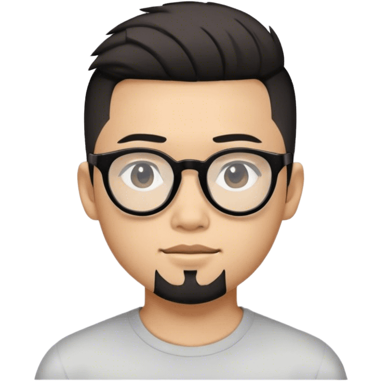 Asian boy with undercut hairdo, black glasses, short beard emoji