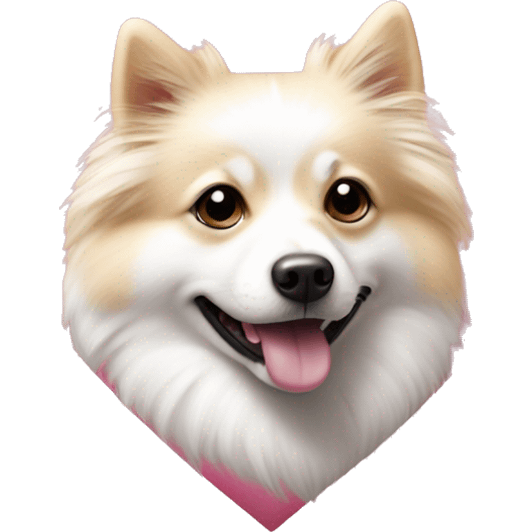 White and blonde spots spitz in a pink heart emoji