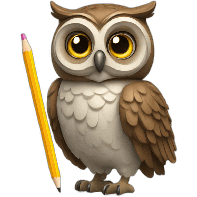 an owl holding a pencil emoji