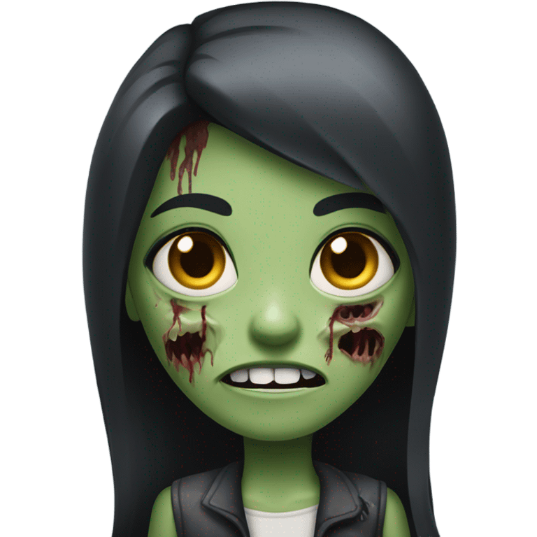 girl zombie with black long hair with teeth and serious face  emoji