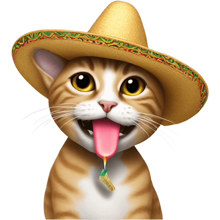 Cat wearing a sombrero smoking a cigarette  emoji