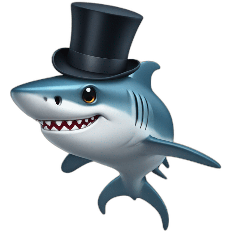 Shark with a top hat emoji