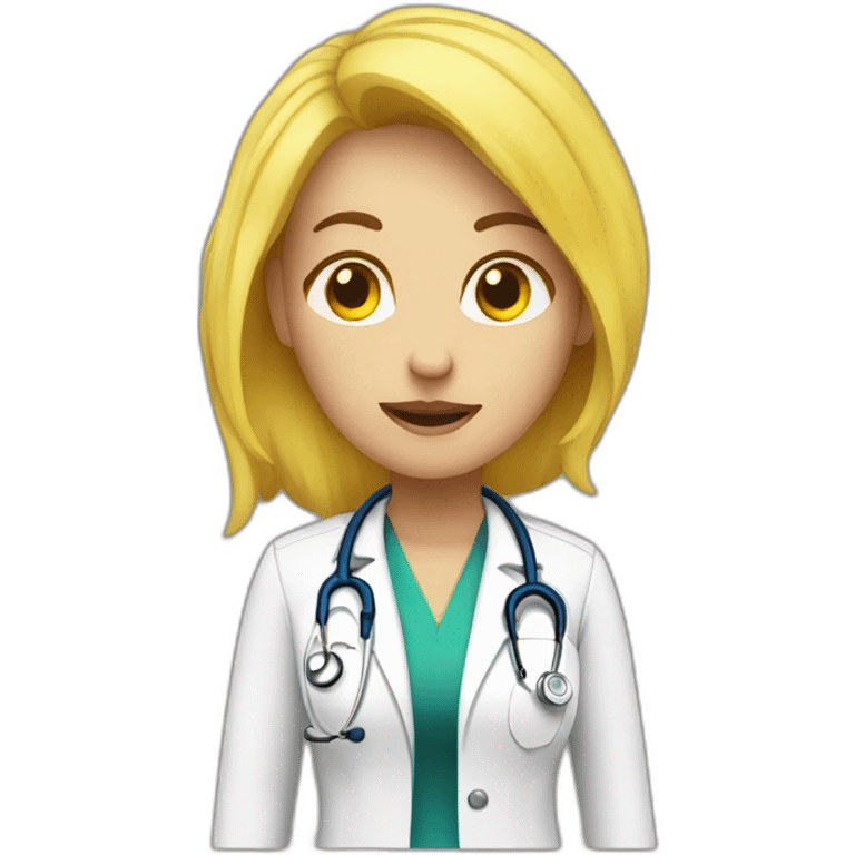 female doctor with yellow hair saying no emoji