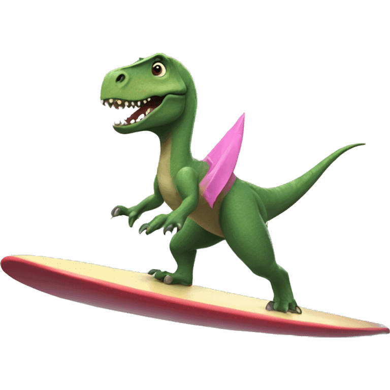 Dinosaur wearing a tutu while surfing  emoji