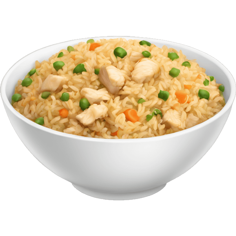 a bowl of chicken fried rice emoji