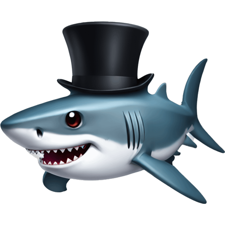 Shark with a top hat emoji