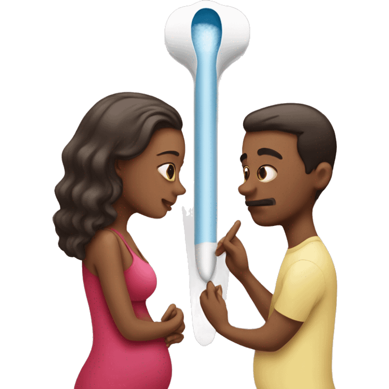 couple looking at pregnancy test emoji