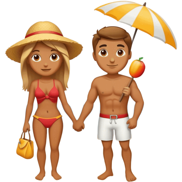 Novio y novia en playa  emoji