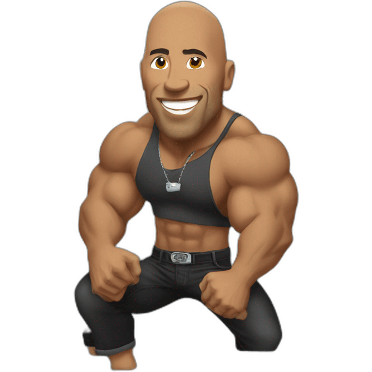 The Rock doing rock with a rock emoji