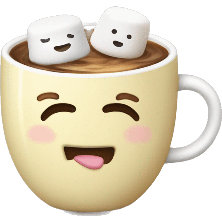 Eine Tasse Kakao mit Marshmallow und Sahne  emoji