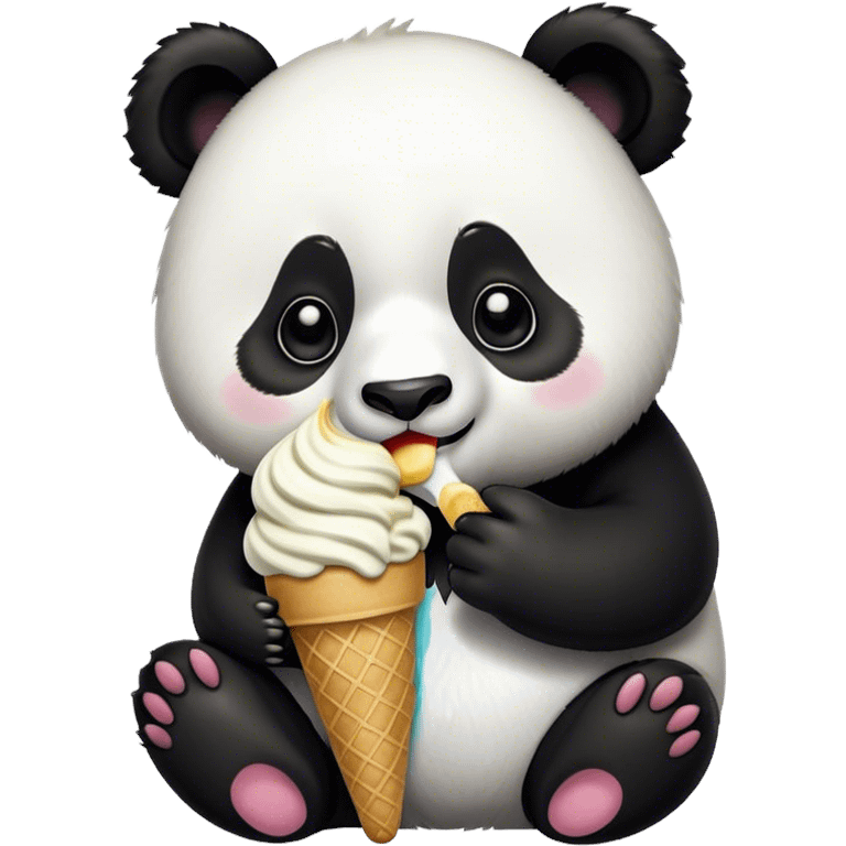 Panda eating ice cream emoji