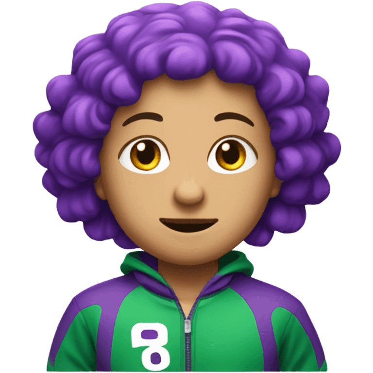 Person with purple hair and in squid games outfit emoji