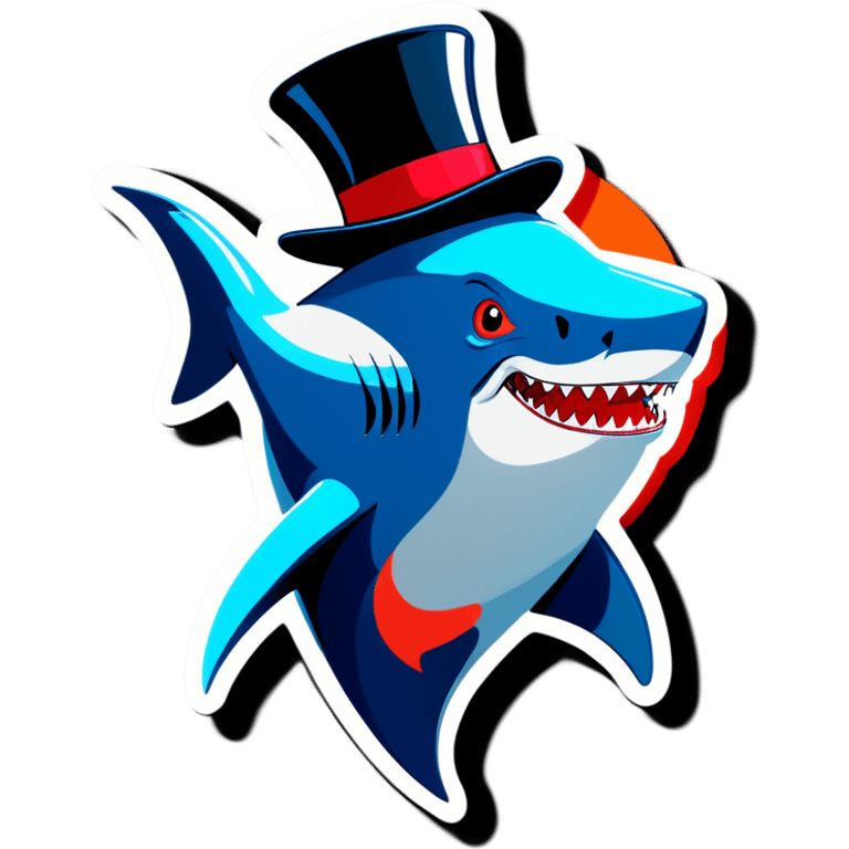 Shark with a top hat emoji