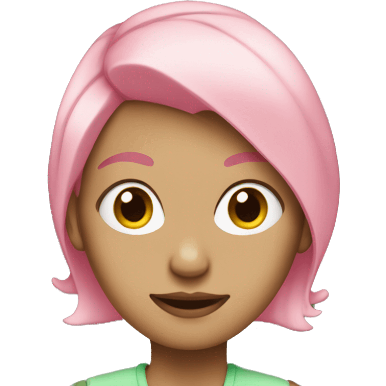 White Woman with split pink and gren hair emoji