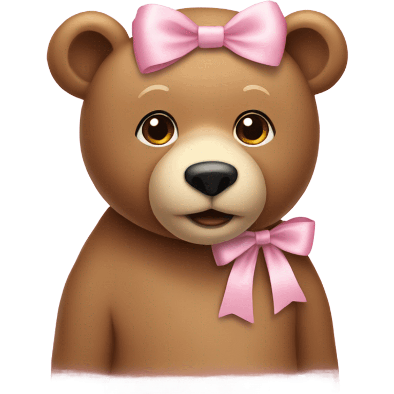 Light brown bear with light pink bows emoji