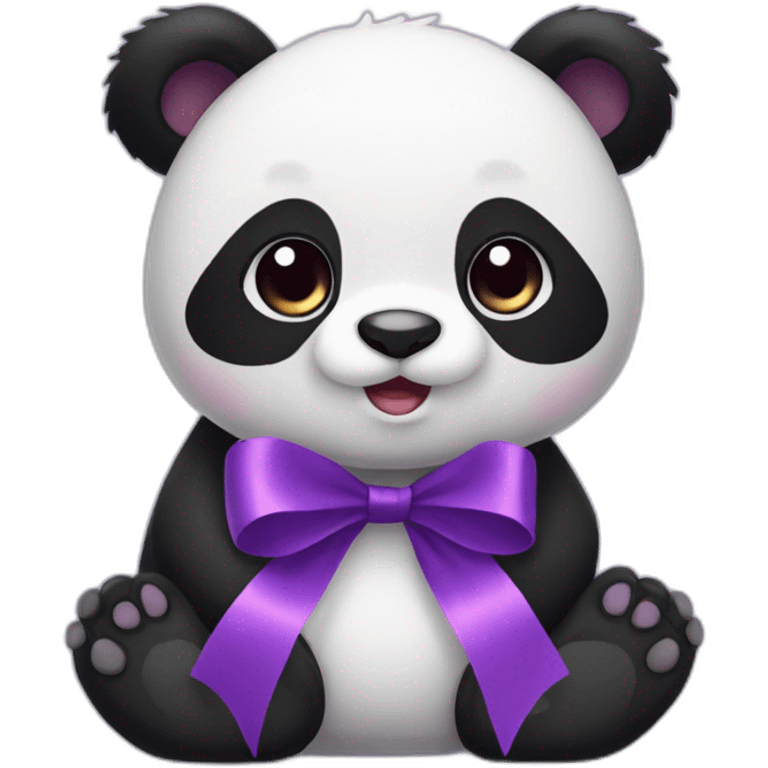 panda cute purple ribbon emoji