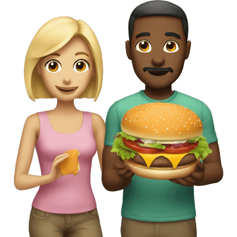 couple with burger emoji