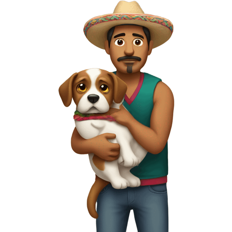 mexican man holding a fat dog emoji