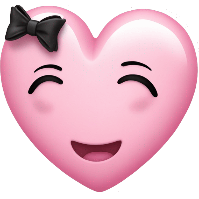 baby pink heart with mini black bows emoji