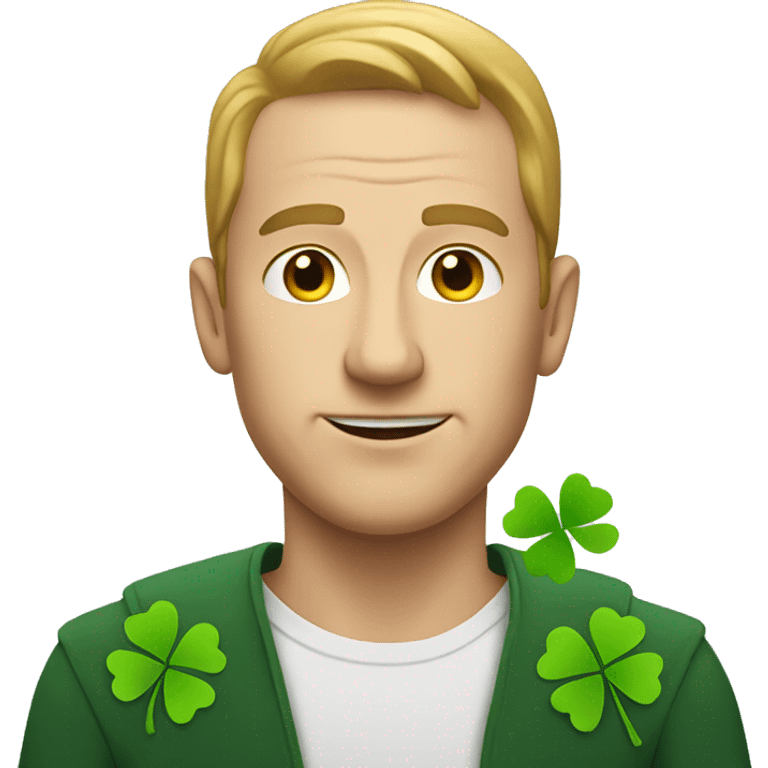 white man with clover emoji