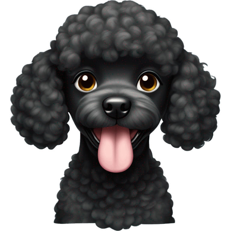 cachorrita french poodle de pelo negro muy corto sonrriendo emoji