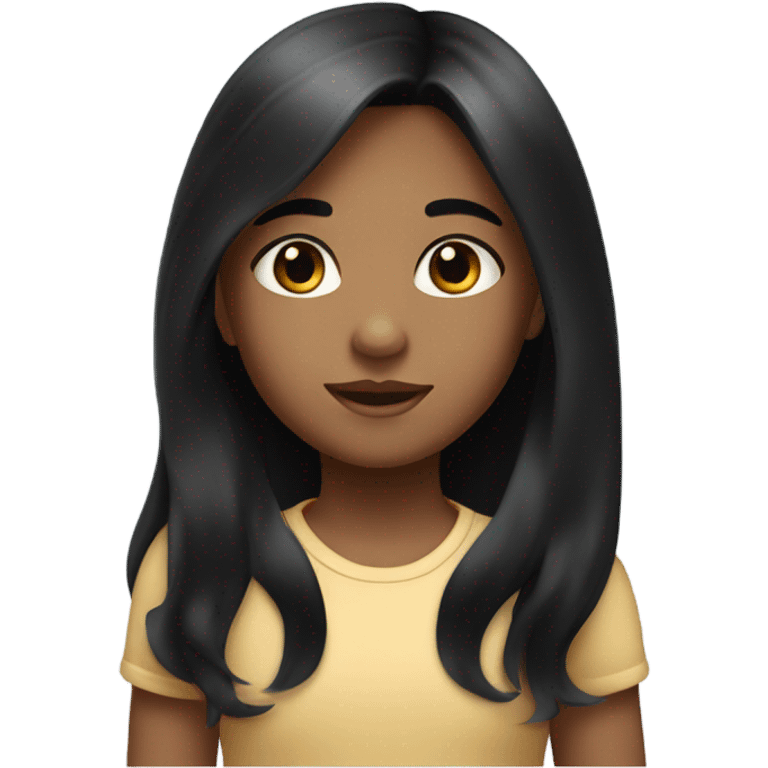 Black hair black eyed little tanned long hair girl  emoji