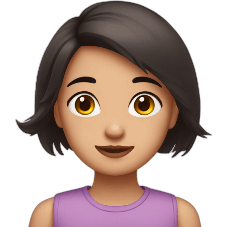 Cute girl with chickadees short dark hair emoji