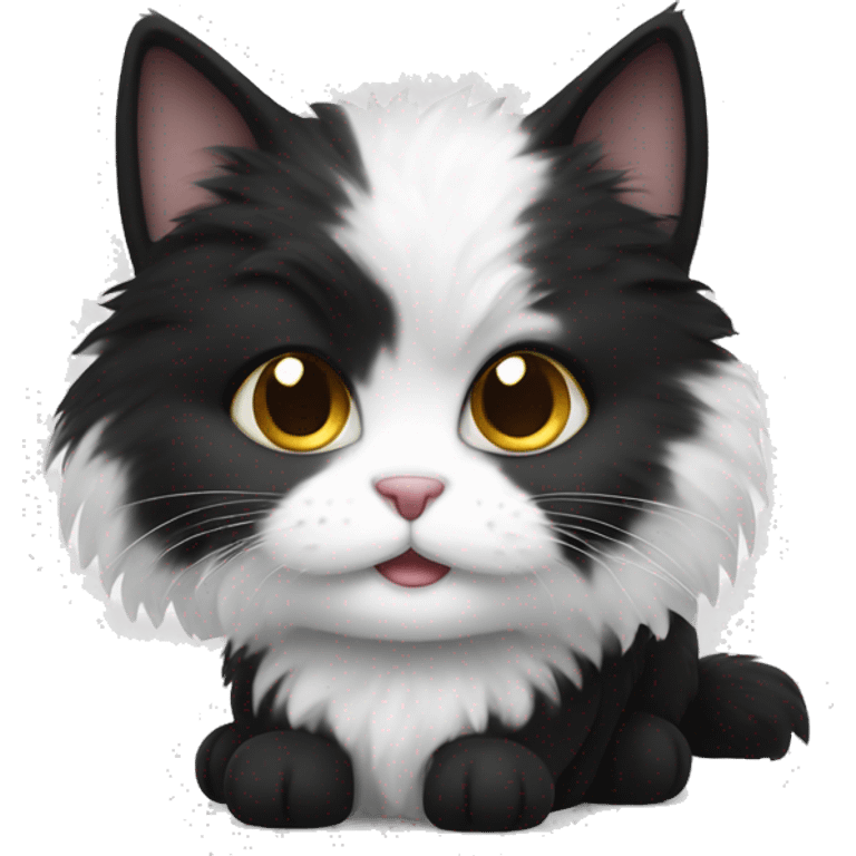 black and white fluffy cat emoji