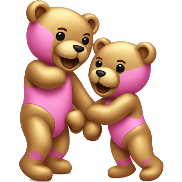 pink and gold teddy bears fighting emoji