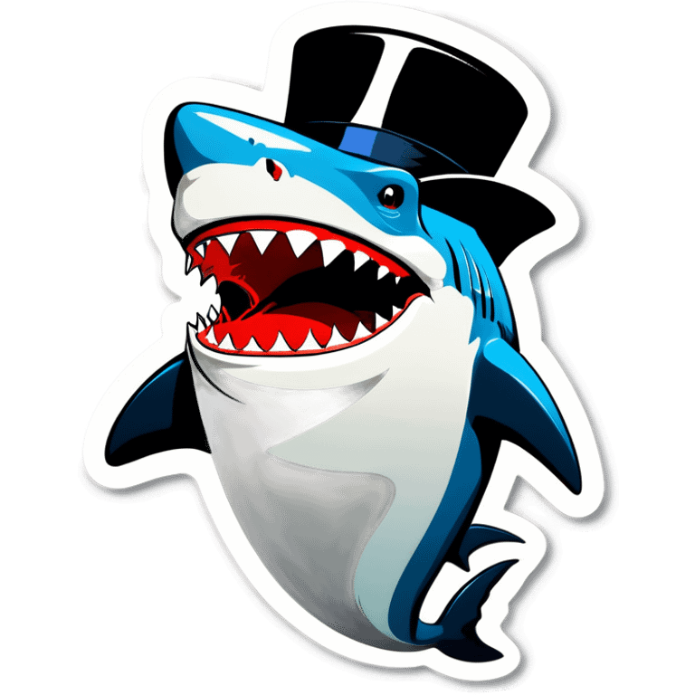 Shark with a top hat emoji