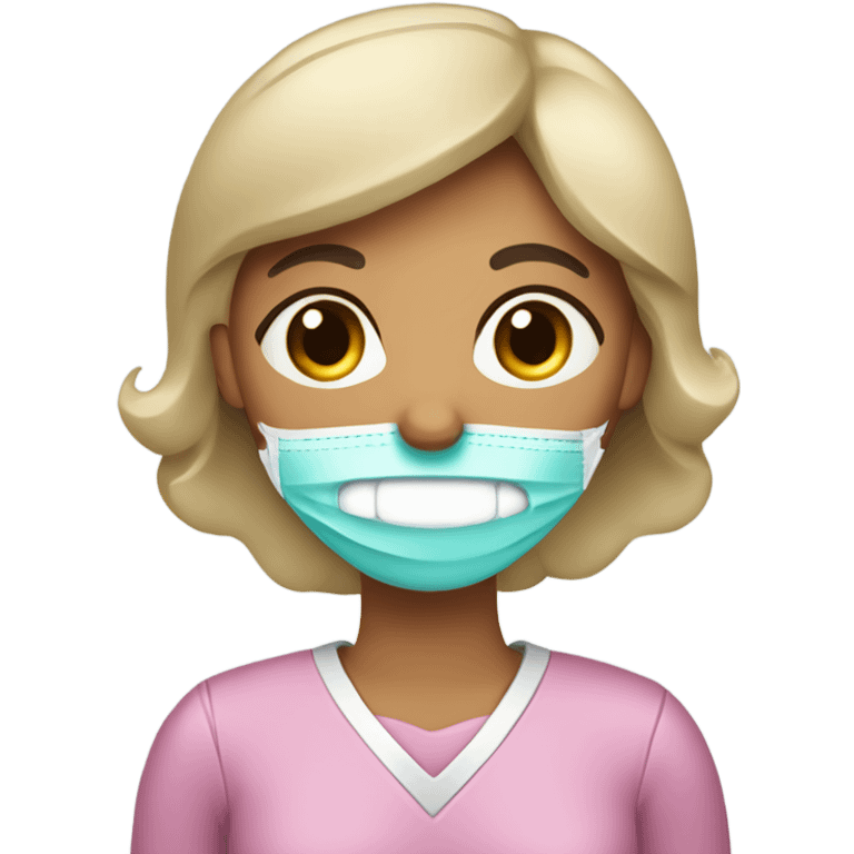 Dentista mujer con cabello negro en una unidad dental  emoji