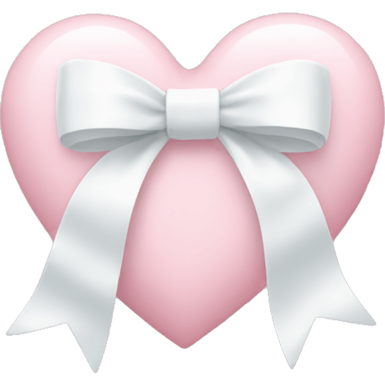 Pastel pink heart with white bow emoji