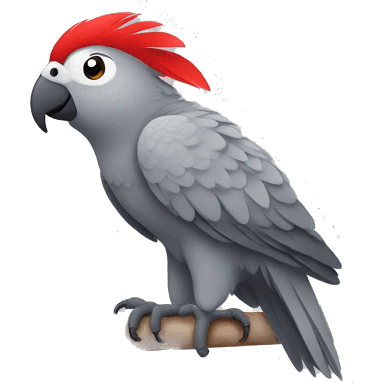 Gray parrot with one red feather on his butt emoji