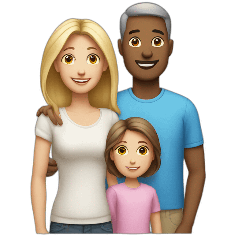 White Family mom and dad with teen 3 kids emoji