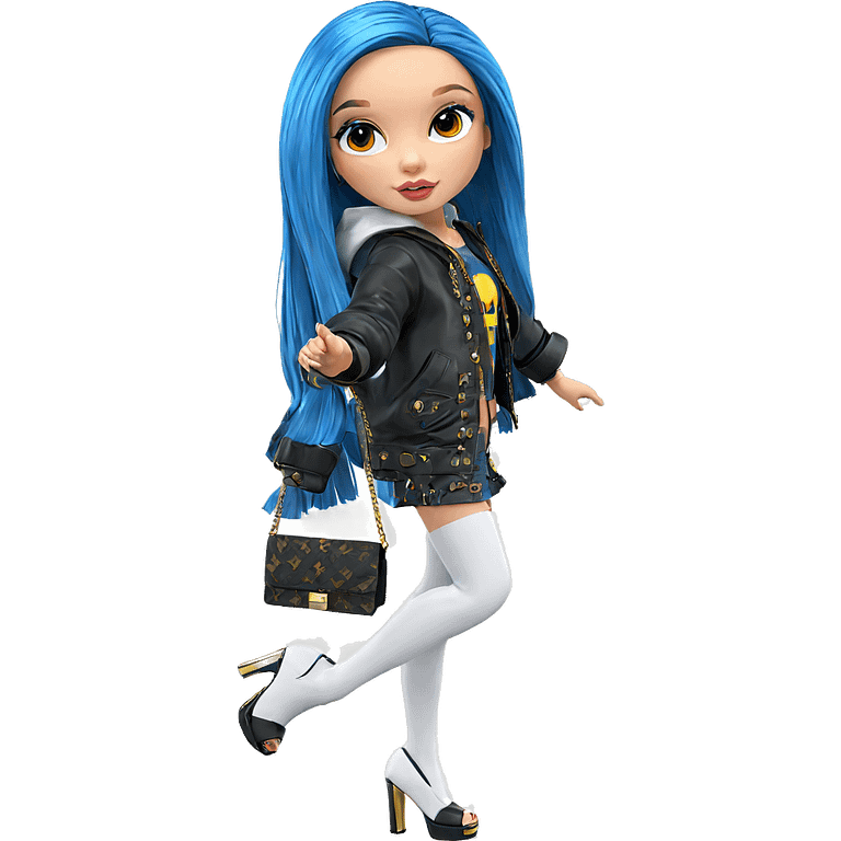 fashionable girl with blue hair emoji