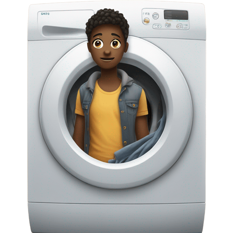 a teenager with a washing machine emoji