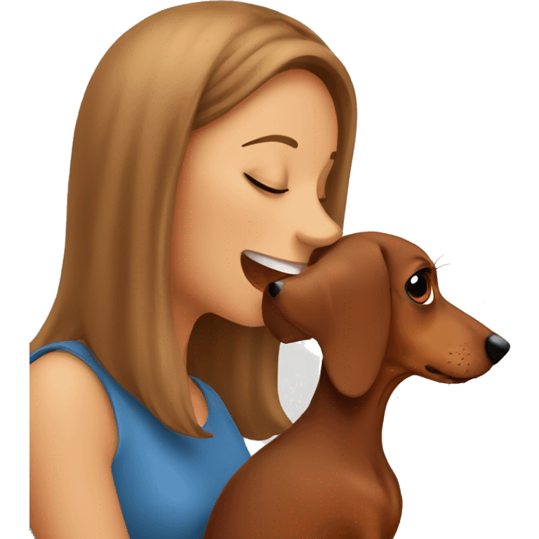 Female kissing brown daschund emoji