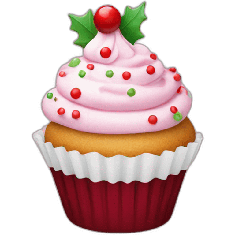 Happy Christmas cupcake emoji