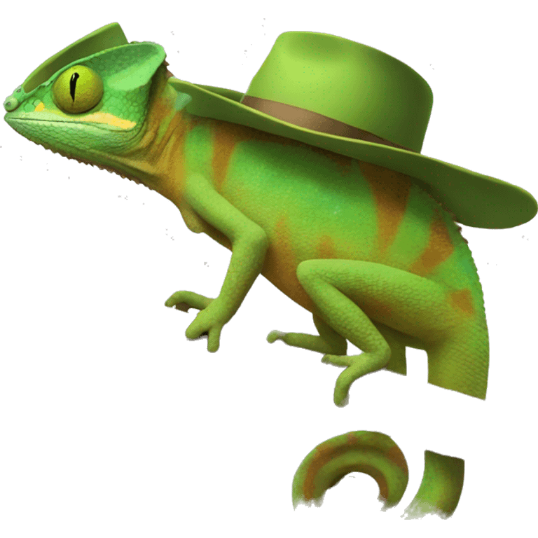 The chameleon in the hat shows OK emoji