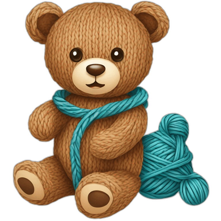 An illustration of a set of teddy bears and knitting yarn. A hand-drawn drawing. Vector illustration. Cartoon illustration, children's - emoji