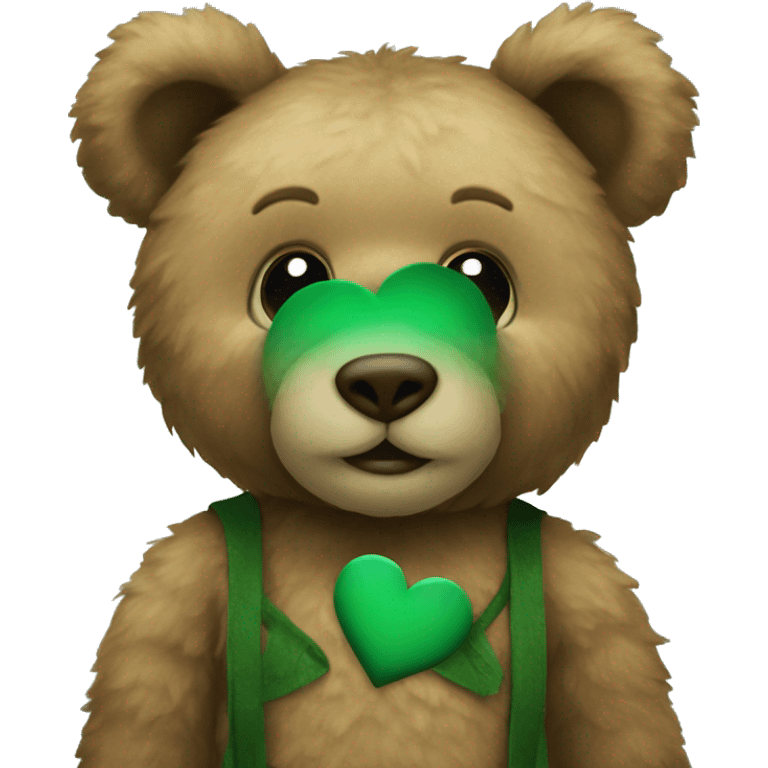 teddy bear with dark green heart emoji