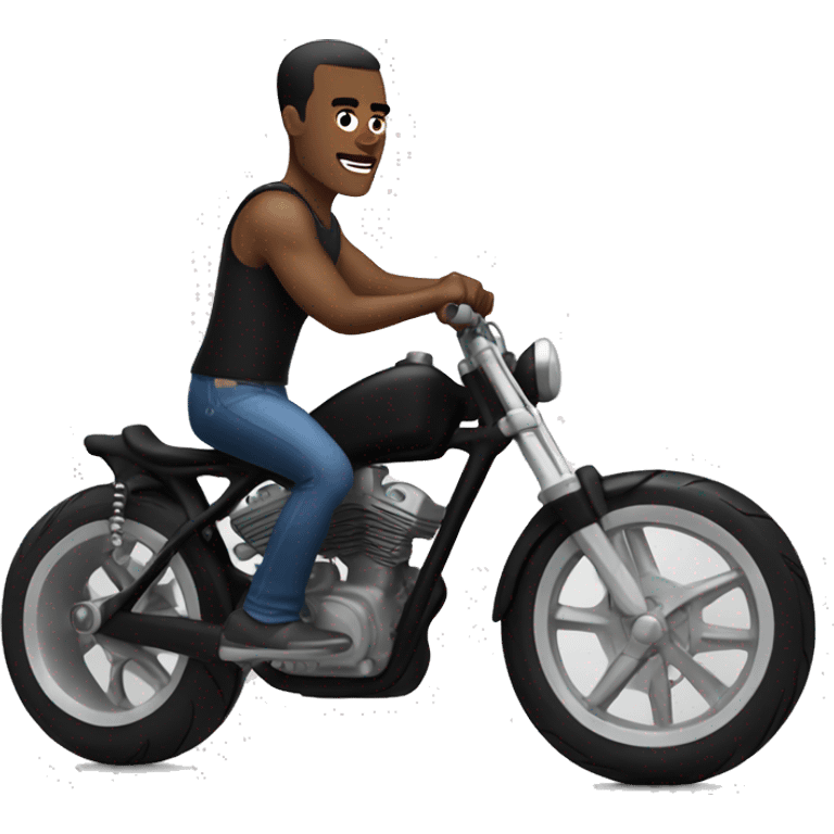 Muscle WHITE man in  custom black bike emoji