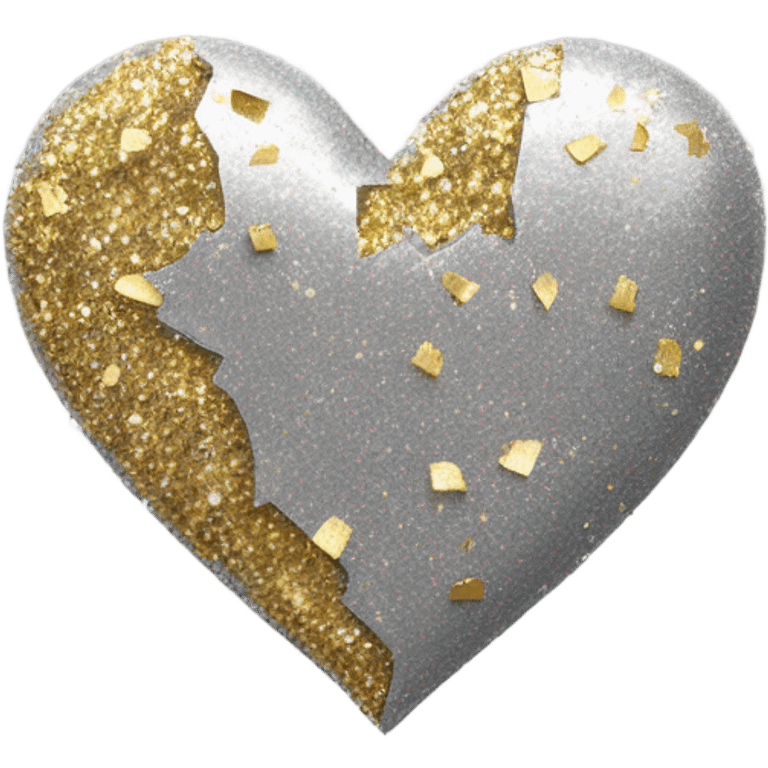 shiny silver and gold glitter heart that’s broken emoji