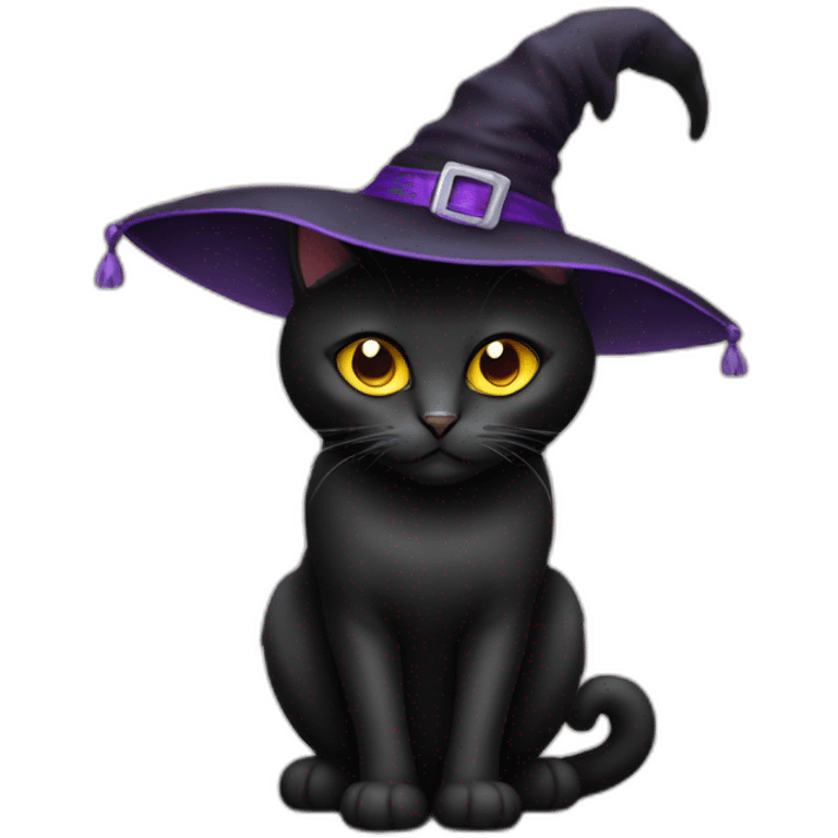 black cat halloween witches hat emoji