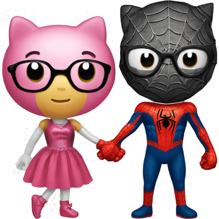 spider-man and hello kitty holding hands emoji