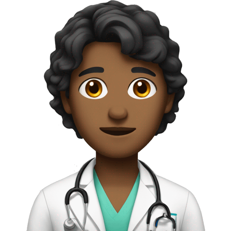 Doctor with short black hair and brown skin emoji